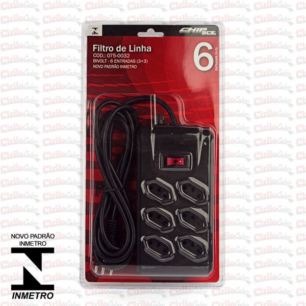 FILTRO DE LINHA CHIP SCE 6TOMADAS 110/220V